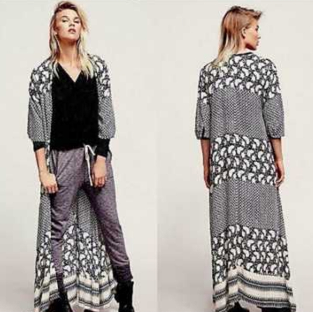 CLEOBELLA Bardot Floral Print Open Front Duster Kimono Jacket S